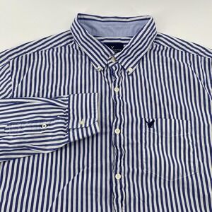 American Eagle Outfitters Shirt Mens XL Blue‎ Stripe Classic Fit Button Down